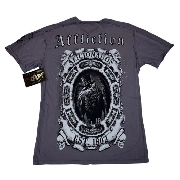 NWT Affliction Aficionados Cross T Shirt Jesse Pinkman Grunge y2k Men Medium - Picture 1 of 9